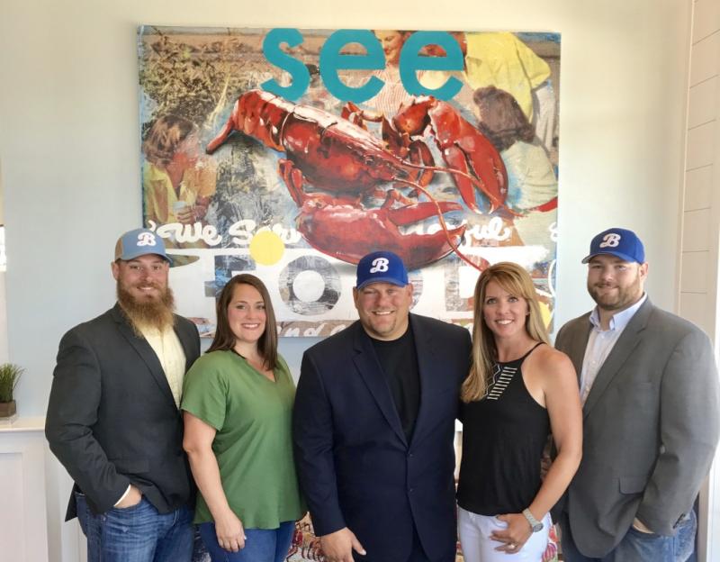 SoDel Concepts formed its own design team to work on the new Bluecoast Seafood Grill + Raw Bar in Rehoboth Beach. Shown are (l-r) Phill Blush, part of SoDel Concepts' asset management crew; designer Cary Graviet; Scott Kammerer, president of SoDel Concepts; Lisa Kammerer; and Dan Levin, director of asset management. SUBMITTED PHOTOS